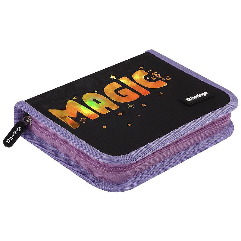 Пенал 1 отделение, 200*140*40 Berlingo "Purple Magic", дополнительная откидная секция, полиэстер