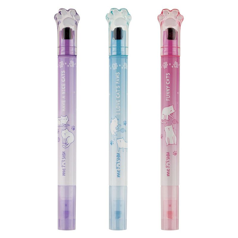 Набор текстовыделителей MESHU "Sweet infinity" со штампом, 03цв., пастельные цвета с глиттером, 1-4 мм, ПВХ бокс с европодвесом 