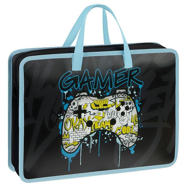Папка с ручками А4 ArtSpace "Gamer", пластик, на молнии, 70мм