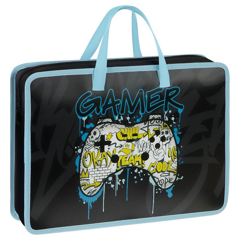 Папка с ручками А4 ArtSpace "Gamer", пластик, на молнии, 70мм