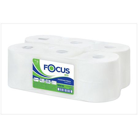 Бумага туалетная Focus Eco Jumbo, 1 слойн, 450м/рул., тиснение, белая 