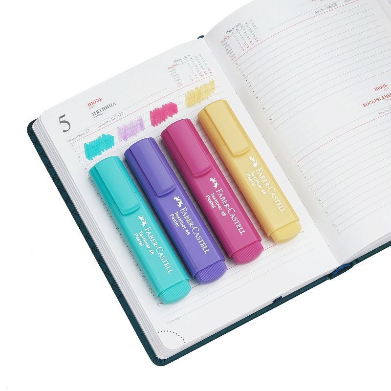 Набор текстовыделителей Faber-Castell "46 Superfluorescent+Pastel" 2 флуоресцентных цв. + 2 пастельных цв., 1-5м 