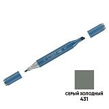 Маркер двусторонний для скетчинга Гамма "Студия", корпус трехгранный, пулевид./клиновид. наконечники, серый холодный
