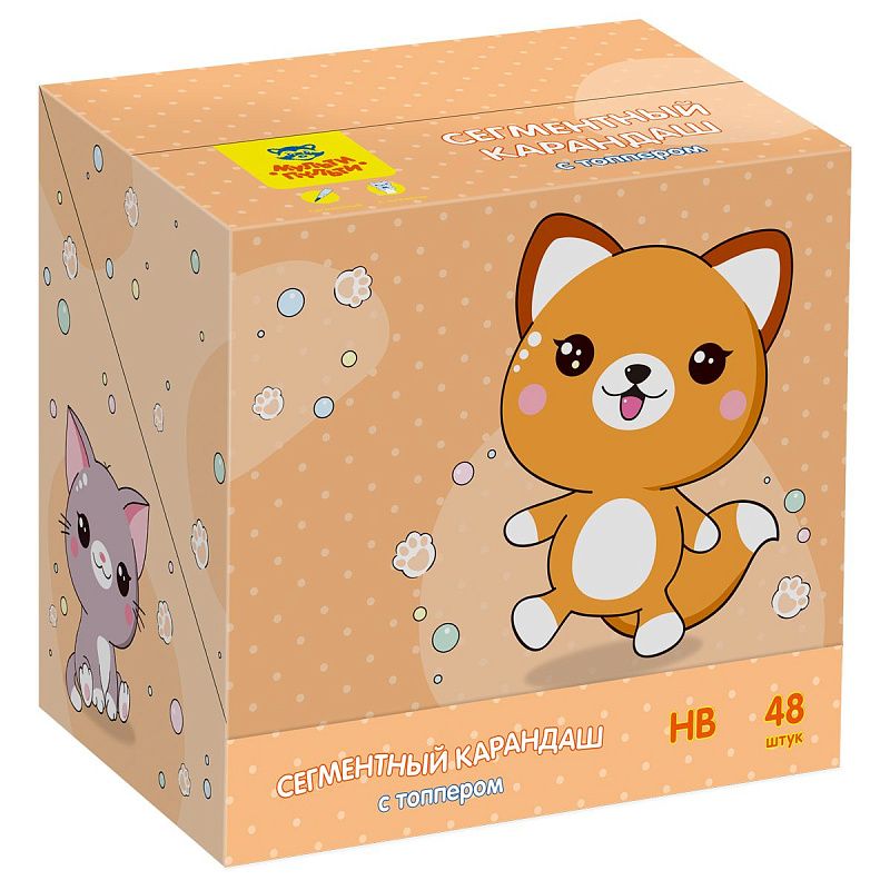 Карандаш сегментный Мульти-Пульти "Зверята", с топпером, ассорти 