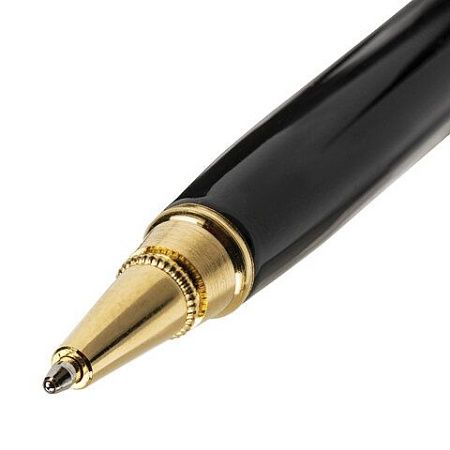 Ручка подарочная шариковая GALANT "Black", корпус черный, золотистые детали, пишущий узел 0,7 мм, синяя, 140405 