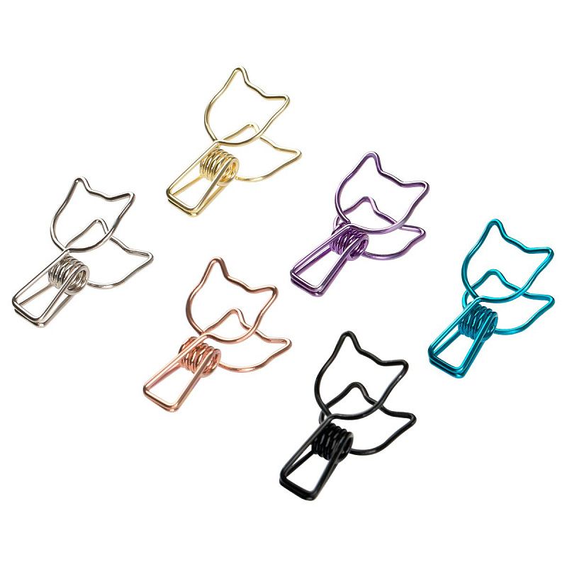 Зажимы для бумаг 33мм, MESHU "Grace Cats", 6шт., ассорти, бокс с европодвесом