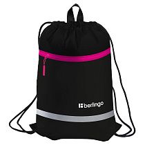 Мешок для обуви 1 отделение Berlingo "Basic pink", 360*460мм, светоотражающая лента, карман на молнии Мешок для обуви 1 отделение Berlingo "Basic pink", 360*460мм, светоотражающая лента, карман на молнии