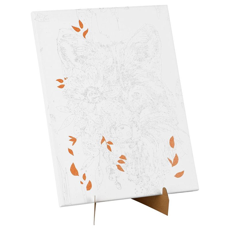 Картина по номерам на холсте с глиттером ТРИ СОВЫ "Лиса с цветами", 30*40, с акриловыми красками и кистями