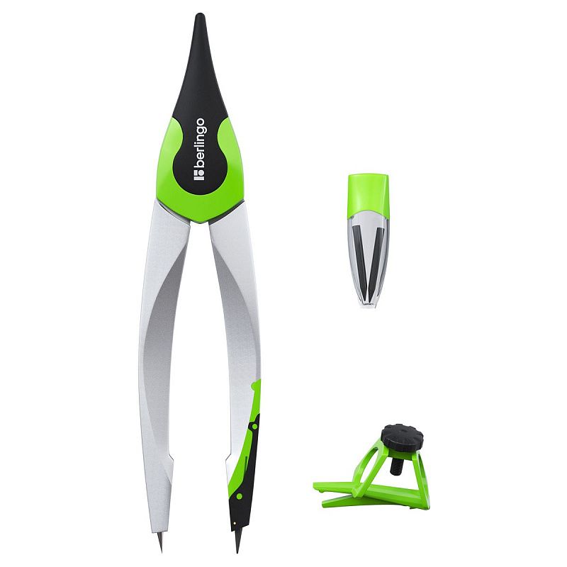 Готовальня Berlingo "Optimum", 3 предмета, циркуль 135мм, пластиковый футляр, зеленый 