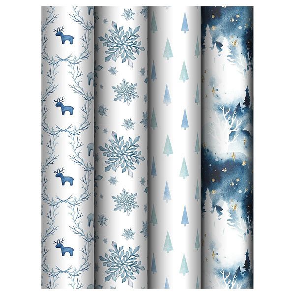 Упаковочная бумага глянц. 70*100см, MESHU "Christmas toys", 80г/м2, ассорти  4 дизайна