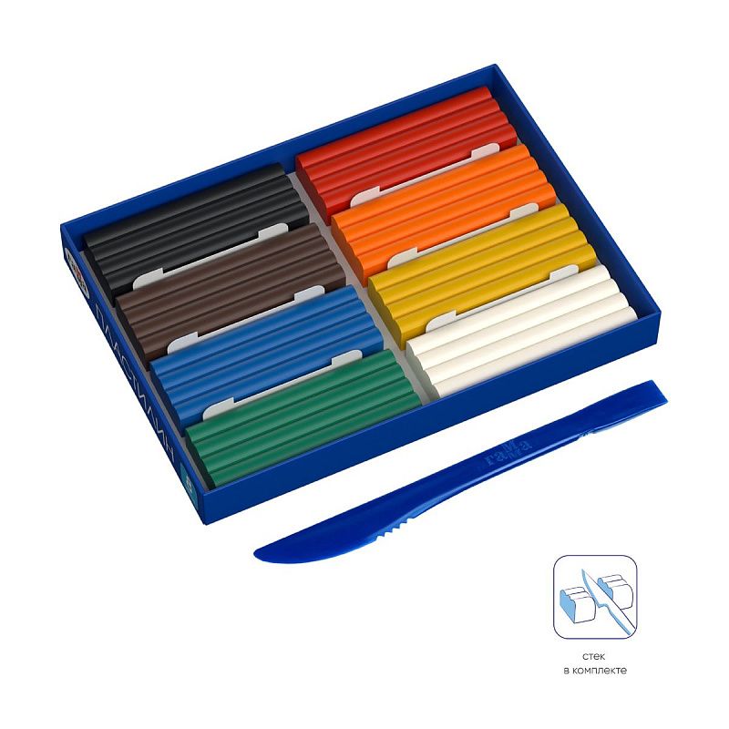 Пластилин Гамма "Классический", 08 цветов, 160г, со стеком, картон. упаковка