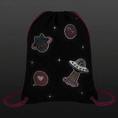 Мешок для обуви BRAUBERG PREMIUM, карман, подкладка, светоотражайка, 43х33 см, Space sweets, 272422 