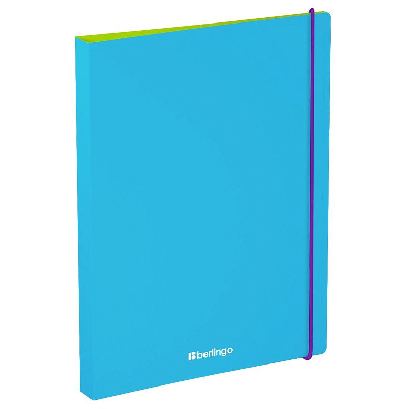 Папка на 4 кольцах Berlingo "Raze" А4, 24мм, 600мкм, D-кольца, с внутр. карманом, голубая, софт-тач
