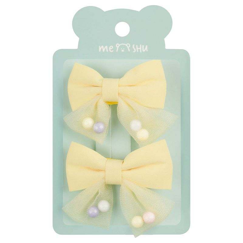 Заколки для волос MESHU, прищепка-бант с наполнителем, ассорти, 2шт., 5см, европодвес