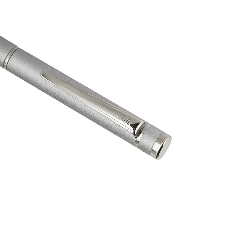 Ручка перьевая Luxor "Sleek" синяя, 0,8мм, корпус серый металлик, футляр 