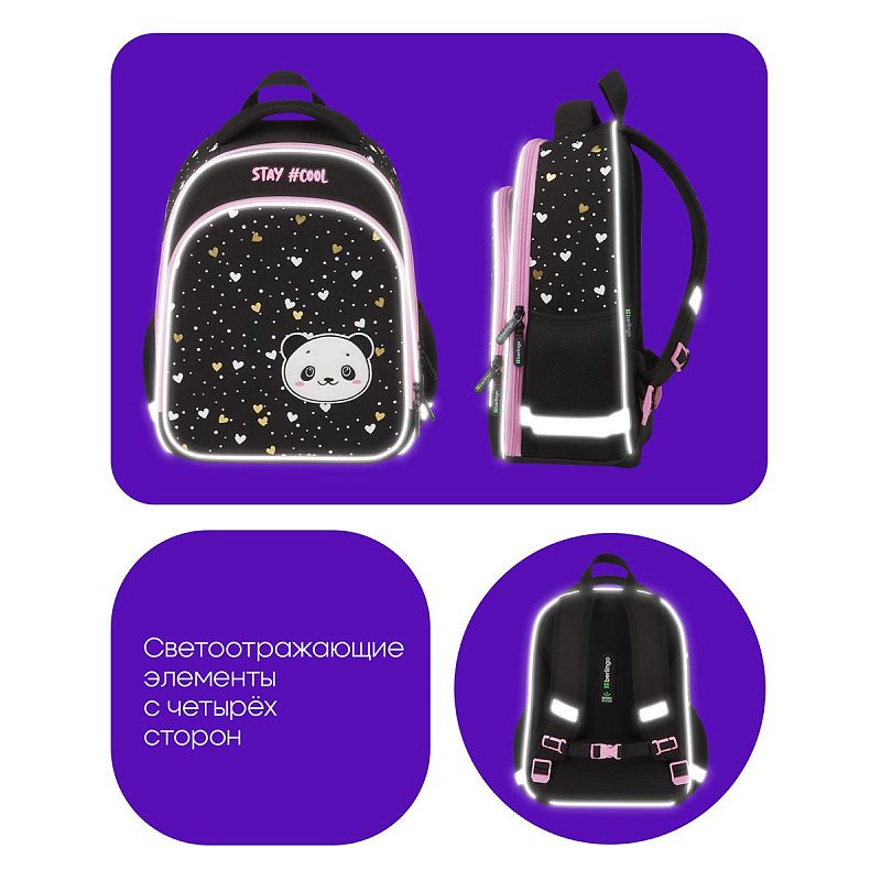 Ранец Berlingo Expert Plus "Cool panda" 38*29*15см, 2 отделения, 2 кармана, анатомическая спинка 