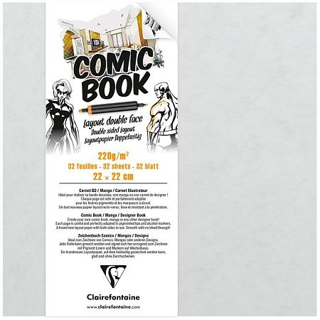 Скетчбук для маркеров 32л., 220*220 Clairefontaine "Comic book", на склейке, 220г/м2