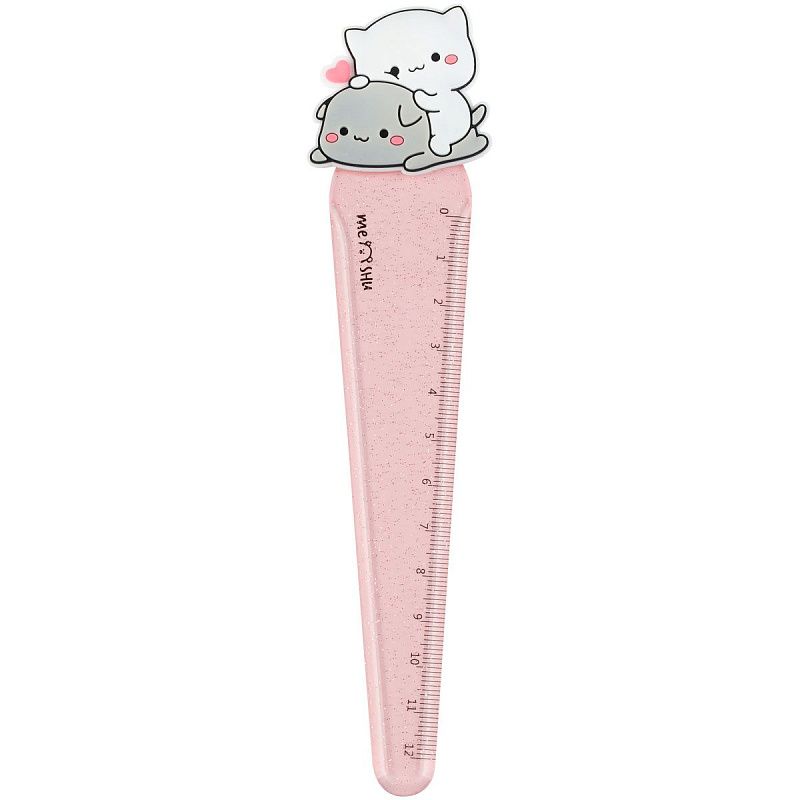 Линейка с топпером 12см MESHU "Cute kittens", пластиковая, европодвес 