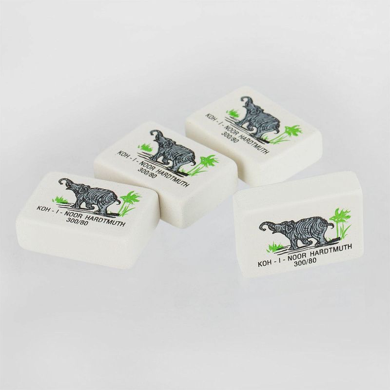 Ластик Koh-I-Noor "Elephant" 300/80, прямоугольный, натуральный каучук, 26*18,5*8мм, цветной 