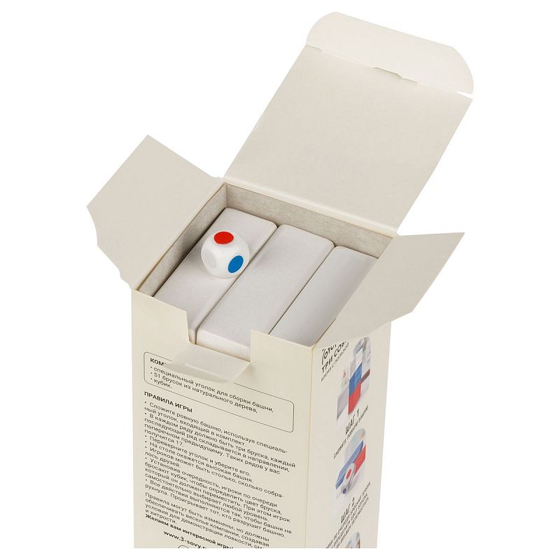 Игра настольная ТРИ СОВЫ "Башня. Триколор", цветные дерев. блоки, с уголком 