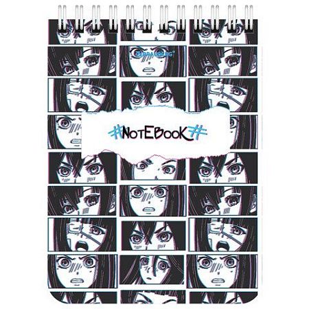 Блокнот МАЛЫЙ ФОРМАТ (108х145 мм) А6, 40 л., гребень, картон, клетка, BRAUBERG, "Anime emotions", 114392