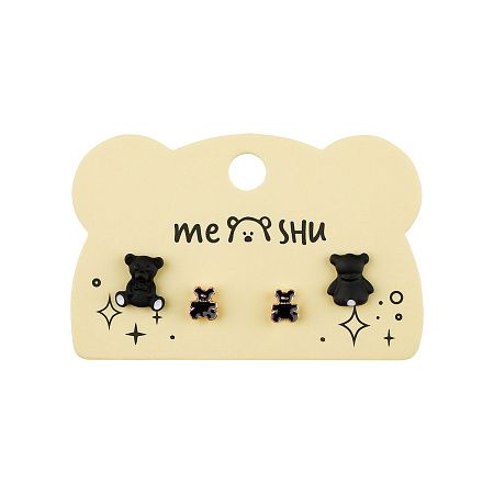 Серьги MESHU "Bears", бижутерия, 2 пары, европодвес