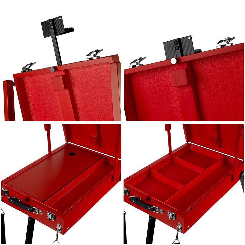 УЦЕНКА - Этюдник напольный с ремнем и палитрой Гамма "Студия", 78*92*180см, сосна, красный (осн 378153)