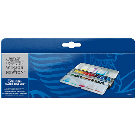 Акварель Winsor&Newton "Cotman", 24цв., мал кювета, в метал. коробке