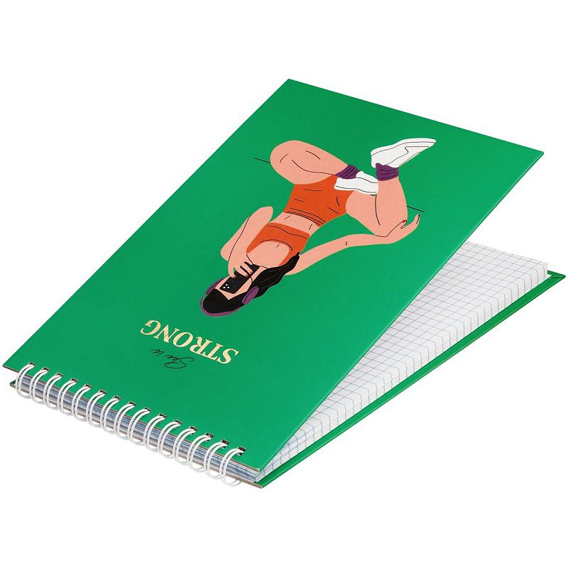 Блокнот А5 80л. на гребне BG "She is", твердая обложка, матовая ламинация, выб. лак, тиснение фольгой