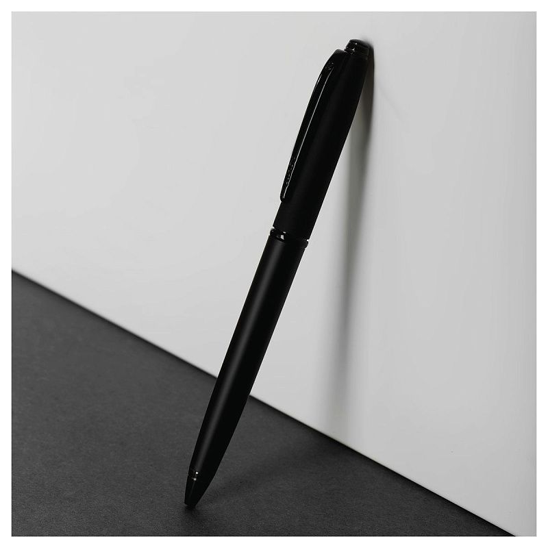 Ручка шариковая Luxor "Nero" синяя, 1,0мм, корпус черный, поворотный механизм, футляр 