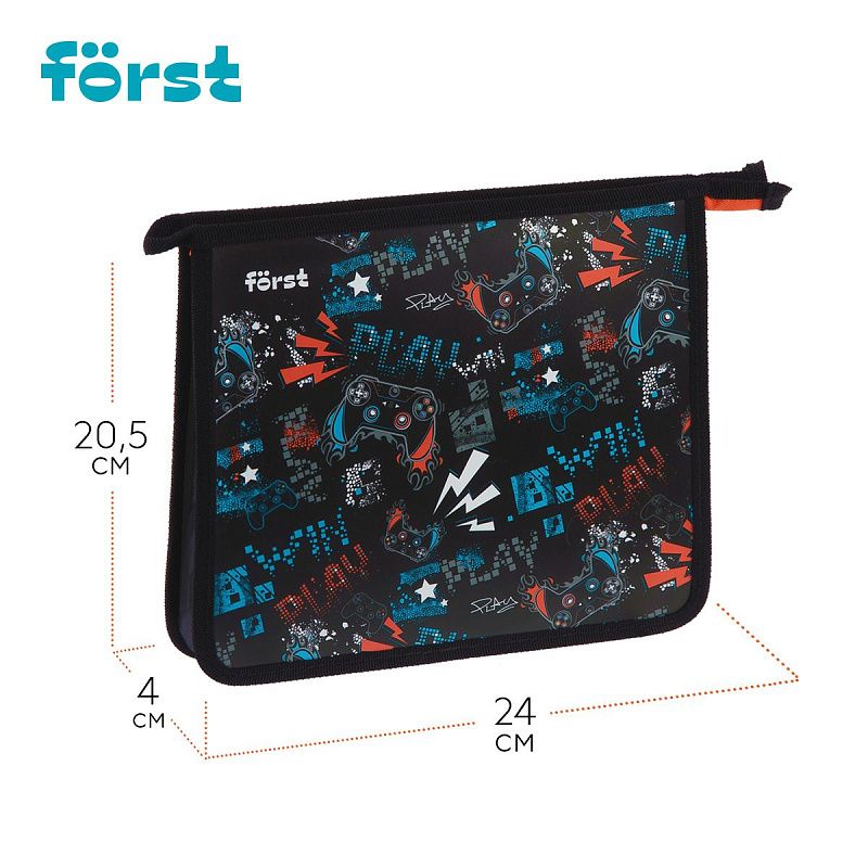 Папка для тетрадей 1 отделение, А5 Först "Flawless Victory" , 240*205*40 мм, пластик, на молнии 