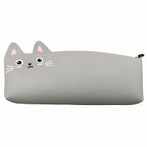 Пенал ЮНЛАНДИЯ ЮНИОР, 1 отделение, искусственная кожа, Gray kitty, 20х9х7 см, 273819