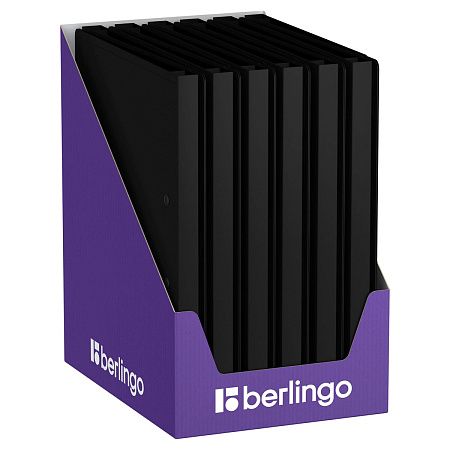 Папка с зажимом Berlingo "Soft Touch", 17мм, 700мкм, черная, с внутр. карманом 