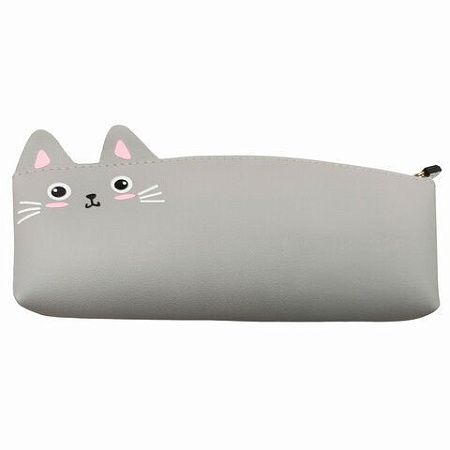 Пенал ЮНЛАНДИЯ ЮНИОР, 1 отделение, искусственная кожа, Gray kitty, 20х9х7 см, 273819