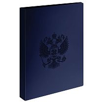 Папка с 60 вкладышами СТАММ "Герб" А4, 21мм, 700мкм, пластик, сапфир