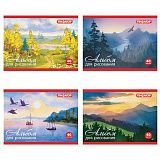 Альбом для рисования, МАЛЫЙ ФОРМАТ А5, 40 л., скоба, обложка офсет, ПИФАГОР, 200х148 мм, "Природа" (4 вида), 104873