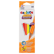 Карандаши цветные неоновые Carioca "Neon", 06цв., утолщенные, трехгран., заточен., картон, европодвес