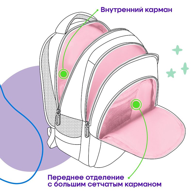 Рюкзак Berlingo Comfort "Flower" 38*27*18см, 3 отделения, 2 кармана, эргономичная спинка 