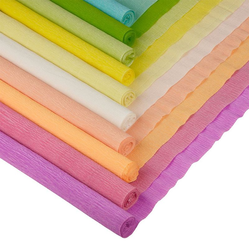 Набор крепированной бумаги ТРИ СОВЫ, 50*250см, 110г/м2, 10шт, пастель, в рулонах