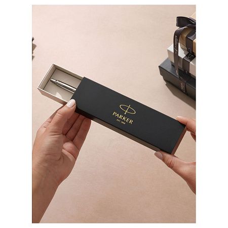 Ручка шариковая Parker "Jotter Stainless Steel CT" синяя, 1,0мм, кнопочн., подарочная упаковка 