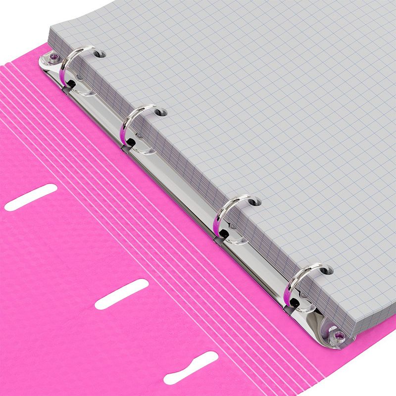 Тетрадь на кольцах А5, 120л., BG "Neon", пластиковая обложка, розовый, с резинкой