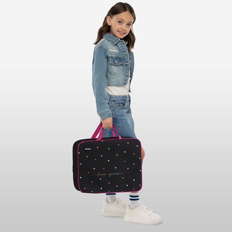 Папка текстильная с ручками 1 отделение, А4 Berlingo "Love Yourself", 350*265*80мм, текстиль, на молнии 