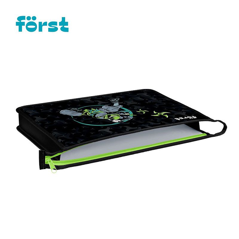 Папка для тетрадей 1 отделение, А4 Först "Ninja", 340*245*40мм, пластик, на молнии 