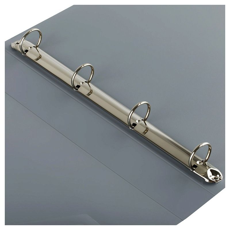 Папка на 4 кольцах СТАММ "Стандарт" А4, 40мм, 700мкм, пластик, серая 