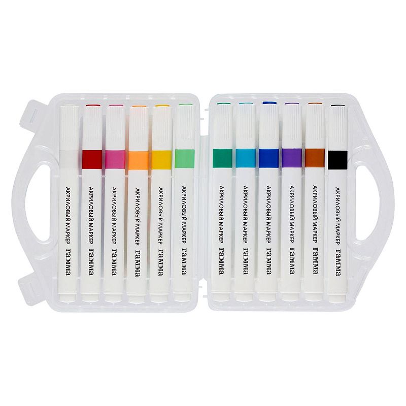 Маркеры акриловые Гамма "Классические", 12 цв., трехгран., пластик.бокс