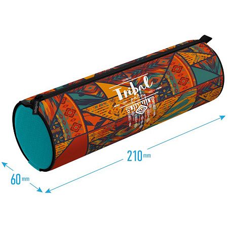 Пенал-тубус 1 отделение, 210*60 Berlingo "Tribal green", полиэстер 