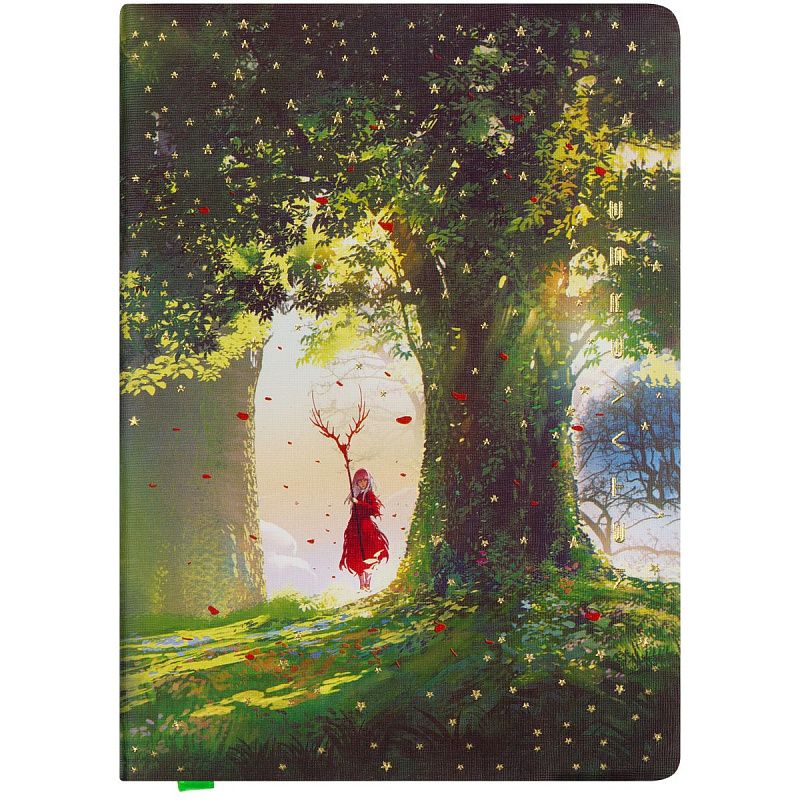 Записная книжка А6 80л. ЛАЙТ, кожзам, Greenwich Line "Mystical forest", с резинкой, тиснение фольгой, блок в клетку