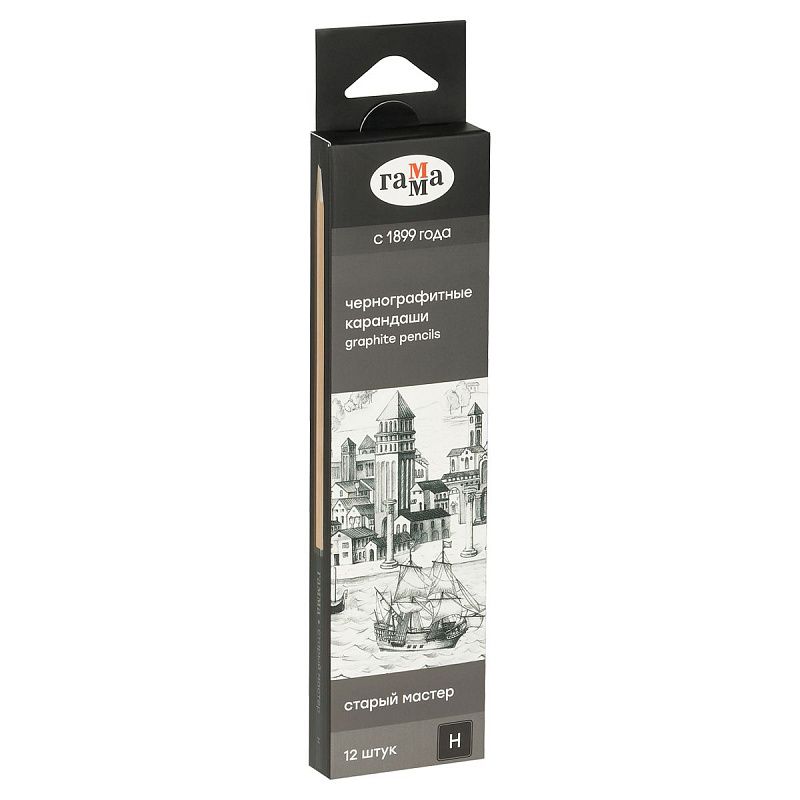 Карандаш ч/г Гамма "Старый мастер", H, заточен. 