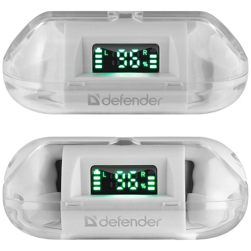 Наушники с микрофоном беспроводные Defender Twins 916, Bluetooth, разъем Type-C, белый