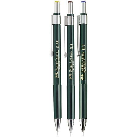 Набор карандашей механических Faber-Castell "TK-Fine 97", HB, 0,35/0,5/0,7мм, пласт. уп., европодвес 